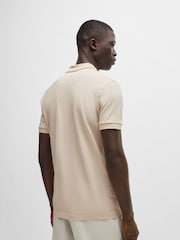 BOSS Cream Slim Fit Piqué Tonal Logo 100% Cotton Polo Shirt - Image 3 of 5