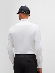 BOSS White Regular Fit Knitted Wrinkle Resistant Cotton Shirt - Image 2 of 5
