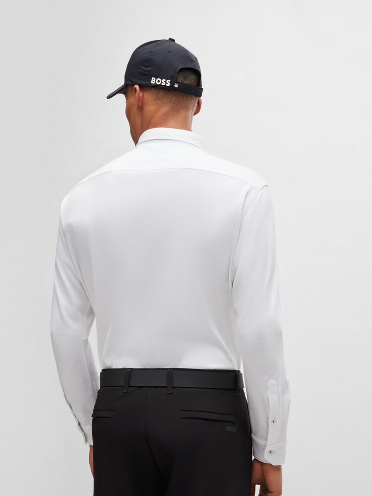 BOSS White Regular Fit Knitted Wrinkle Resistant Cotton Shirt - Image 2 of 5