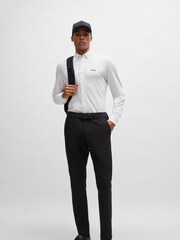 BOSS White Regular Fit Knitted Wrinkle Resistant Cotton Shirt - Image 3 of 5