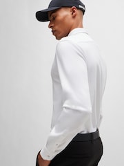 BOSS White Regular Fit Knitted Wrinkle Resistant Cotton Shirt - Image 4 of 5