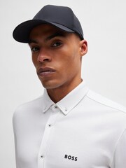 BOSS White Regular Fit Knitted Wrinkle Resistant Cotton Shirt - Image 5 of 5