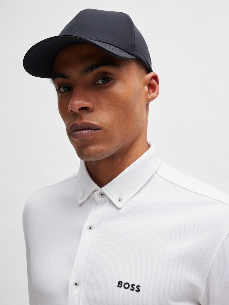 BOSS White Regular Fit Knitted Wrinkle Resistant Cotton Shirt - Image 5 of 5