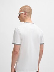 BOSS Natural BOSS Logo And Stripes Stretch-Cotton T-Shirt - Image 2 of 5