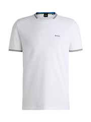 BOSS Natural BOSS Logo And Stripes Stretch-Cotton T-Shirt - Image 5 of 5