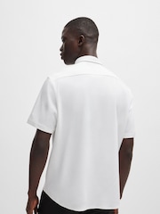 BOSS White Regular Fit Knitted Wrinkle Resistant 100% Cotton Shirt - Image 3 of 5