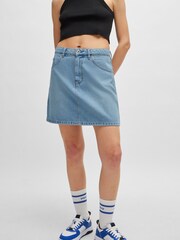 HUGO Blue Blue Hammer Loop 100% Cotton Mini Skirt In Rigid Denim - Image 2 of 5