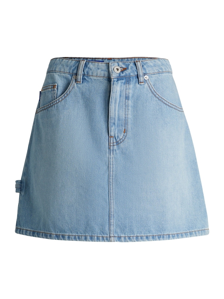 HUGO Blue Blue Hammer Loop 100% Cotton Mini Skirt In Rigid Denim - Image 5 of 5 HUGO Blue Blue Hammer Loop 100% Cotton Mini Skirt In Rigid Denim - Image 5 of 5