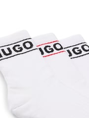 HUGO White Stripe and Logo Short Length Socks 3 Pack - Image 2 of 3