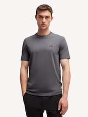 BOSS Grey Contrast Logo Stretch Cotton T-Shirt - Image 1 of 4