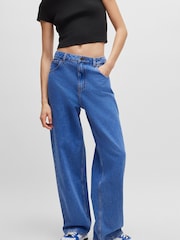 HUGO Blue Relaxed Fit Stonewashed 100% Cotton Denim Jeans - Image 1 of 5