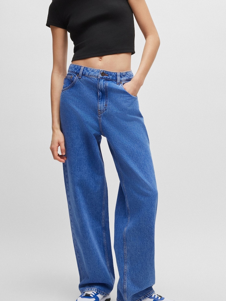 HUGO Blue Relaxed Fit Stonewashed 100% Cotton Denim Jeans - Image 1 of 5 HUGO Blue Relaxed Fit Stonewashed 100% Cotton Denim Jeans - Image 1 of 5