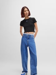 HUGO Blue Relaxed Fit Stonewashed 100% Cotton Denim Jeans - Image 2 of 5