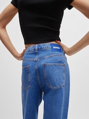 HUGO Blue Relaxed Fit Stonewashed 100% Cotton Denim Jeans - Image 4 of 5