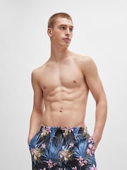 BOSS Black Logo-Badge Swim Shorts With Tropical Print - Image 1 of 1