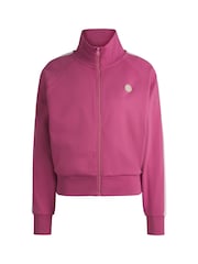 HUGO Blue Pink Stretch-Cotton Zip-Up Sweatshirt With Logo Badge - Image 5 of 5