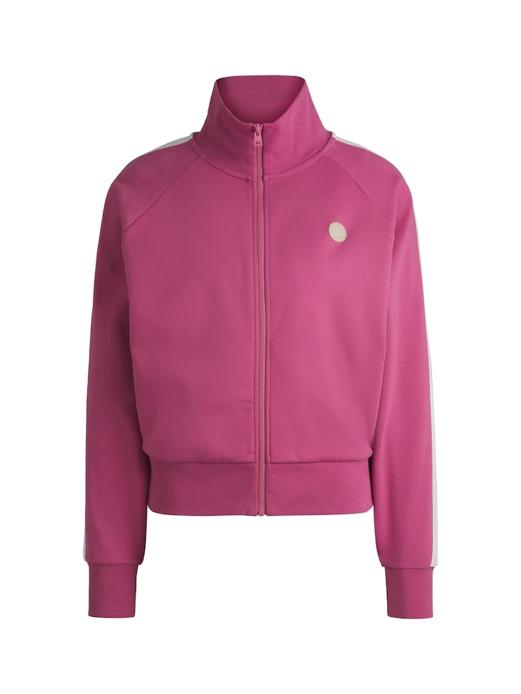 HUGO Blue Pink Stretch-Cotton Zip-Up Sweatshirt With Logo Badge - Image 5 of 5
