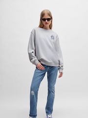 HUGO Blue Grey Seasonal Print 100% Cotton Sweatshirt - Image 1 of 5