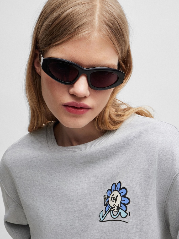 HUGO Blue Grey Seasonal Print 100% Cotton Sweatshirt - Image 2 of 5