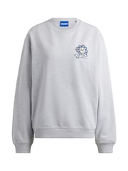 HUGO Blue Grey Seasonal Print 100% Cotton Sweatshirt - Image 5 of 5