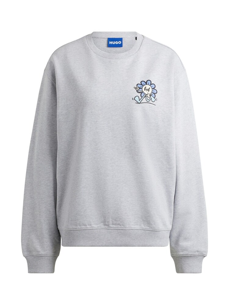 HUGO Blue Grey Seasonal Print 100% Cotton Sweatshirt - Image 5 of 5 HUGO Blue Grey Seasonal Print 100% Cotton Sweatshirt - Image 5 of 5