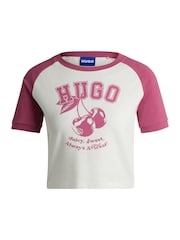 HUGO Pink 100% Cotton Varsity Print T-Shirt - Image 5 of 5
