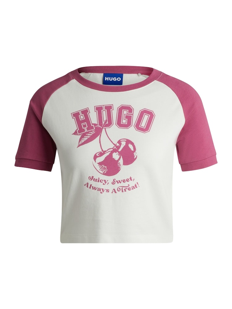 HUGO Pink 100% Cotton Varsity Print T-Shirt - Image 5 of 5 HUGO Pink 100% Cotton Varsity Print T-Shirt - Image 5 of 5