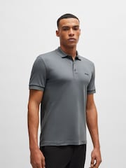 BOSS Natural Slim Fit Interlock 100% Cotton Logo Print Polo Shirt - Image 1 of 4