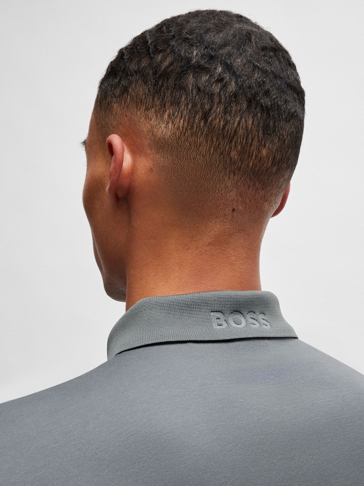 BOSS Natural Slim Fit Interlock 100% Cotton Logo Print Polo Shirt - Image 4 of 4