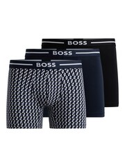 BOSS Blue Logo-Waistband Stretch Cotton Boxer Briefs 3 Pack - Image 1 of 7