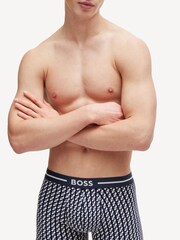 BOSS Blue Logo-Waistband Stretch Cotton Boxer Briefs 3 Pack - Image 2 of 7