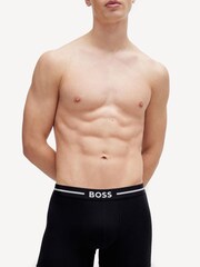 BOSS Blue Logo-Waistband Stretch Cotton Boxer Briefs 3 Pack - Image 6 of 7