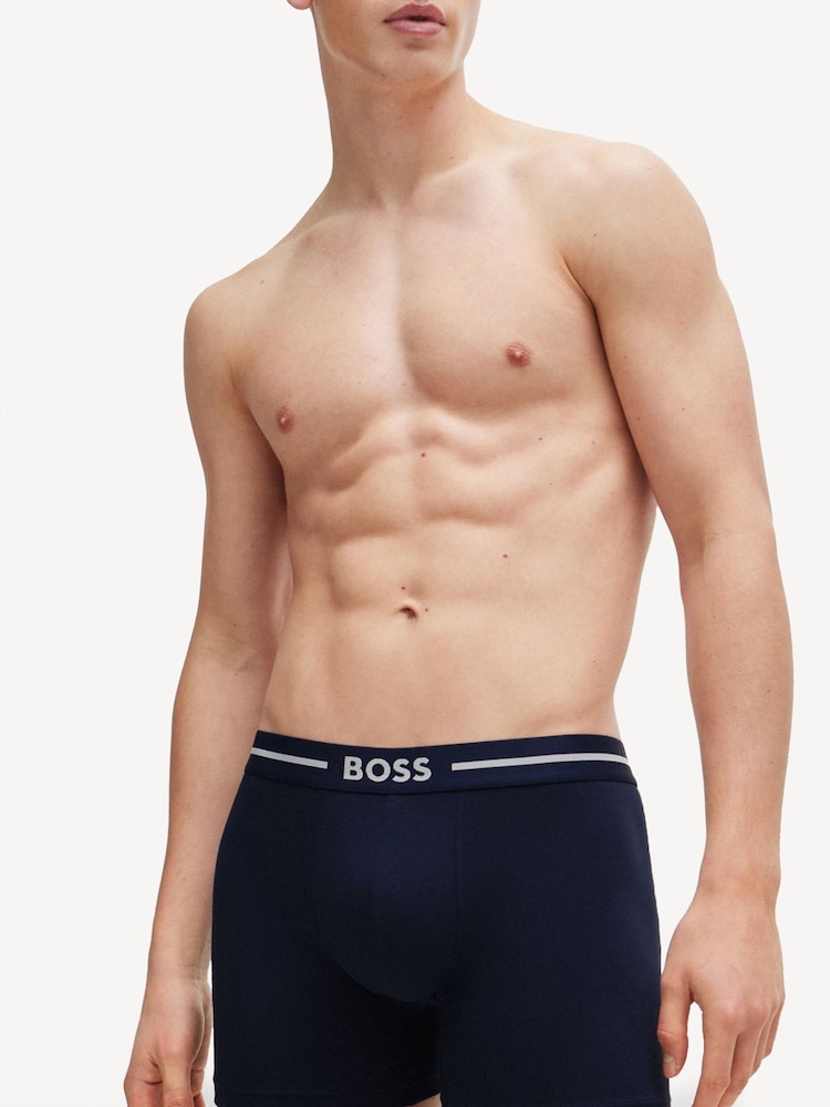 BOSS Blue Logo-Waistband Stretch Cotton Boxer Briefs 3 Pack - Image 7 of 7