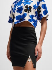 HUGO Blue Black HUGO Zip Detail Mini Skirt - Image 4 of 5
