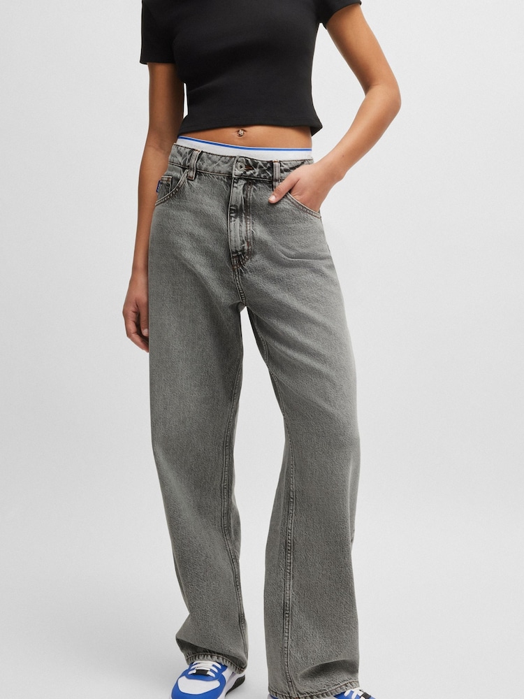 HUGO Silver Relaxed Fit Stonewashed 100% Cotton Denim Jeans - Image 1 of 5 HUGO Silver Relaxed Fit Stonewashed 100% Cotton Denim Jeans - Image 1 of 5