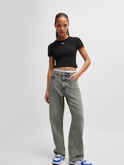 HUGO Silver Relaxed Fit Stonewashed 100% Cotton Denim Jeans - Image 2 of 5