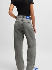 HUGO Silver Relaxed Fit Stonewashed 100% Cotton Denim Jeans - Image 3 of 5