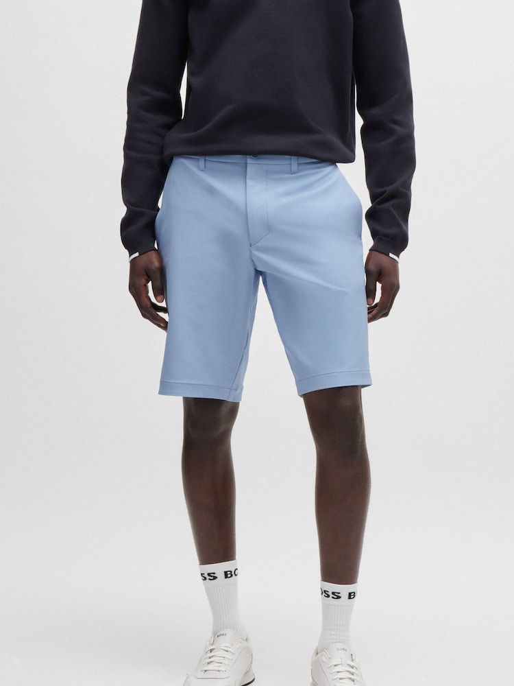 BOSS Dark Blue Slim Fit Shorts in Water Repellent Easy Iron Fabric - Image 1 of 5 BOSS Dark Blue Slim Fit Shorts in Water Repellent Easy Iron Fabric - Image 1 of 5