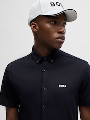 BOSS Blue Regular Fit Knitted Wrinkle Resistant 100% Cotton Shirt - Image 1 of 5