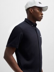 BOSS Blue Regular Fit Knitted Wrinkle Resistant 100% Cotton Shirt - Image 3 of 5