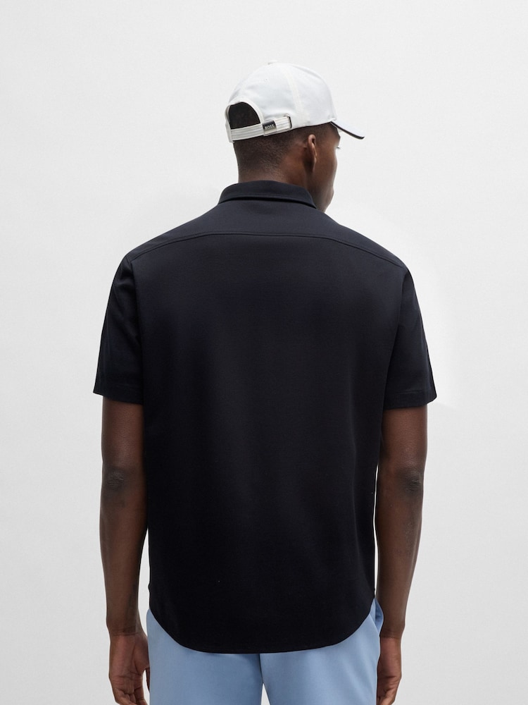 BOSS Blue Regular Fit Knitted Wrinkle Resistant 100% Cotton Shirt - Image 5 of 5
