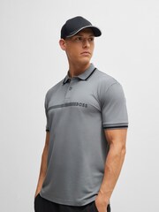 BOSS Natural Cotton-Blend Logo Stripped Polo Shirt - Image 1 of 4