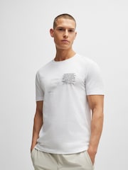 BOSS White Signature Artwork 100% Cotton Jersey T-Shirt - Image 1 of 4