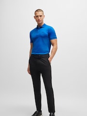 BOSS Blue Slim Fit Interlock 100% Cotton Logo Print Polo Shirt - Image 2 of 4