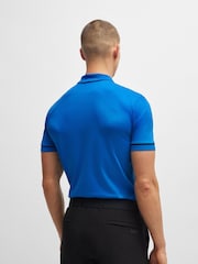 BOSS Blue Slim Fit Interlock 100% Cotton Logo Print Polo Shirt - Image 3 of 4