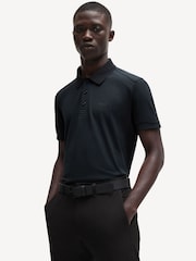 BOSS Blue Stretch Cotton Contrast-Logo Polo Shirt - Image 1 of 4