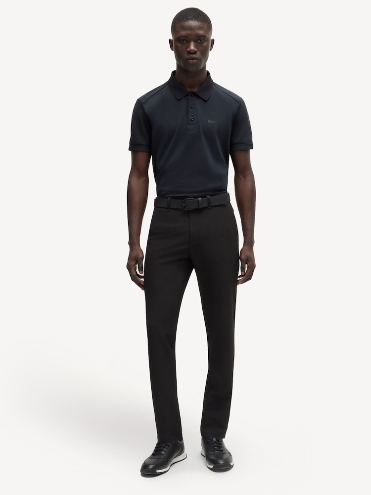 BOSS Blue Stretch Cotton Contrast-Logo Polo Shirt - Image 2 of 4