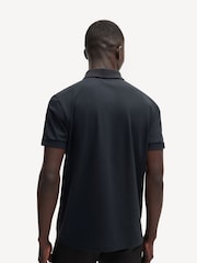 BOSS Blue Stretch Cotton Contrast-Logo Polo Shirt - Image 3 of 4