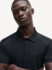 BOSS Blue Stretch Cotton Contrast-Logo Polo Shirt - Image 4 of 4