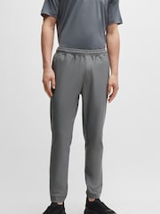BOSS Grey Stretch-Interlock Tracksuit Bottoms With Decorative Reflective Logo - Image 1 of 4